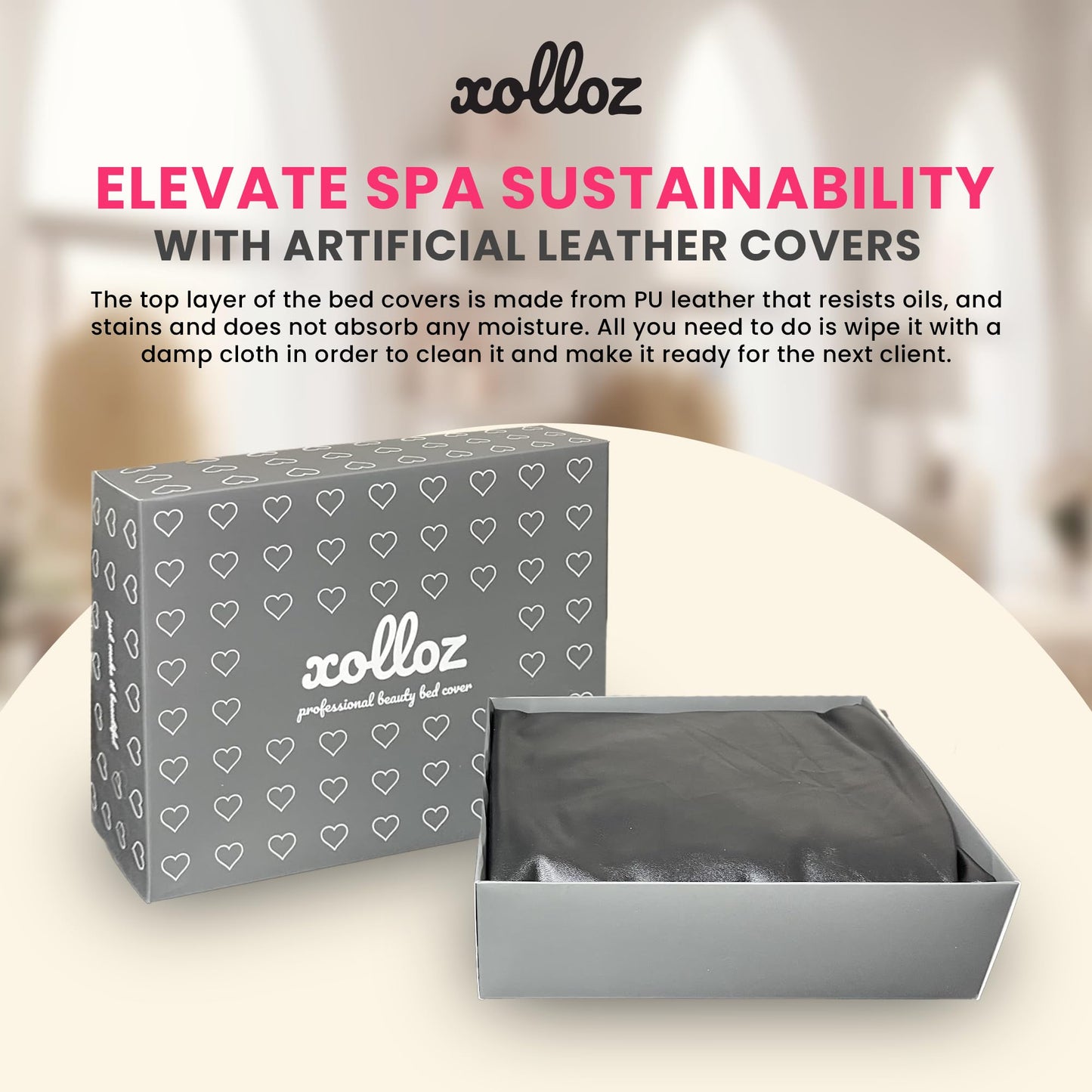 XOLLOZ Lash Topper, Wipeable Artificial Leather Spa Mattress, Fitted Massage Table, Waterproof, Lash Mattress Topper for Spa Salon