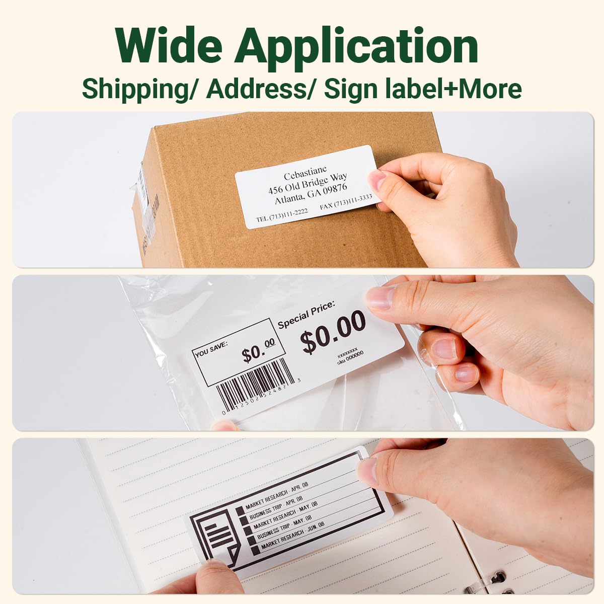 Compatible with Brother QL-800 Label DK-1208(1.4 in x 3.5 in, 400/roll) Large White Paper Address Die-Cut Label Work with QL-700 QL-600 Printers (8 Rolls + 1 Frame)