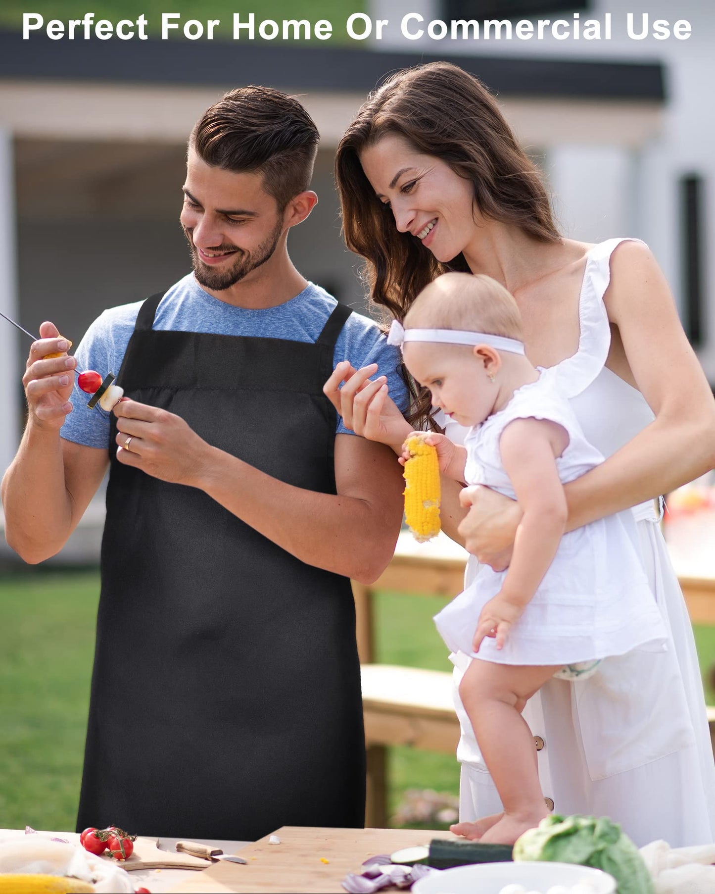 36 Pack Bulk Plain Aprons for Man Woman Adult Unisex Apron Machine Washable Adjustable Bib Aprons(Black)