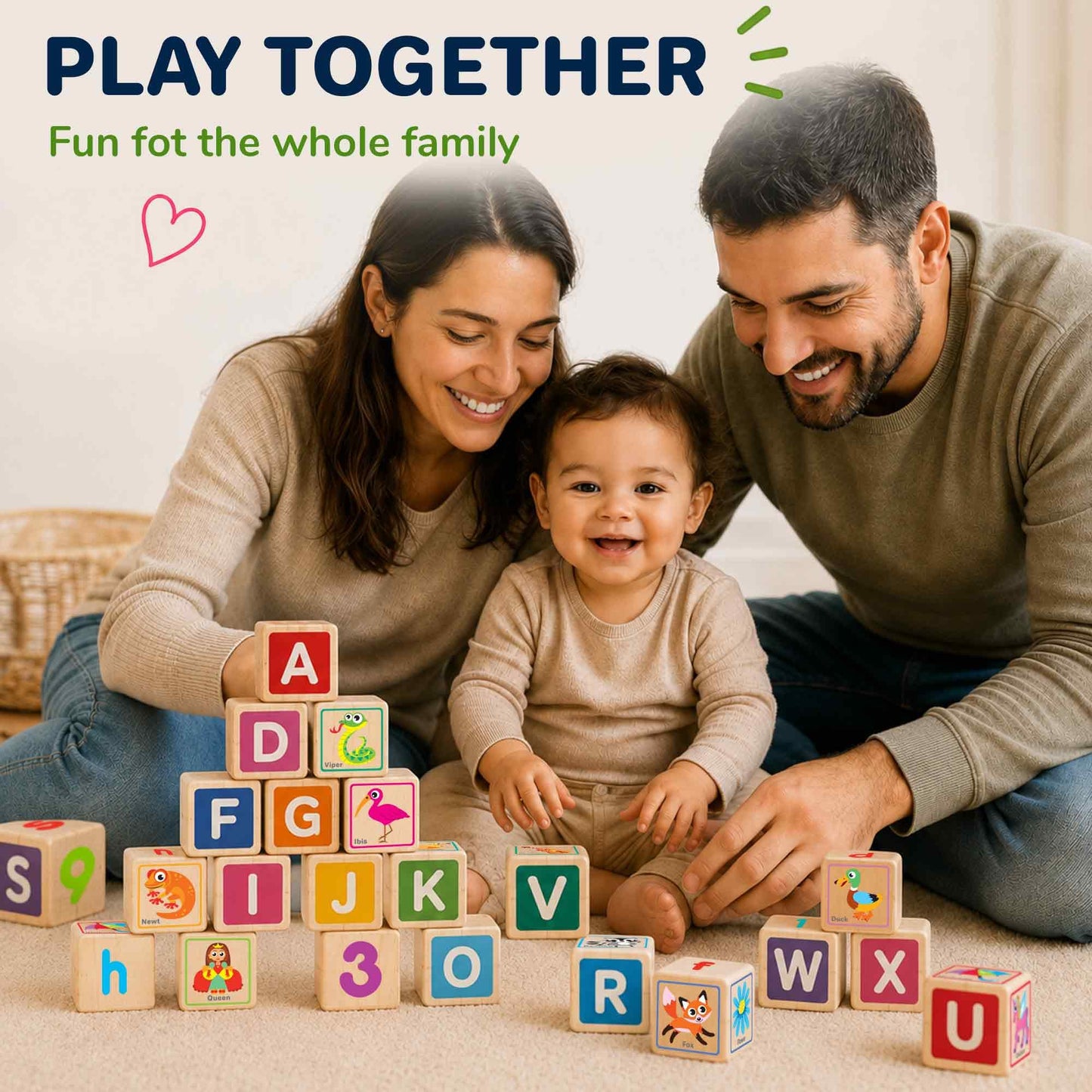 QUOKKA Wooden Blocks for Toddlers 1-3 - 26 ABC Learning Baby Blocks for Kids 3-5 Year Olds Stacking Alphabet Wood Toys 2-4 yo - Educational with Letters Numbers