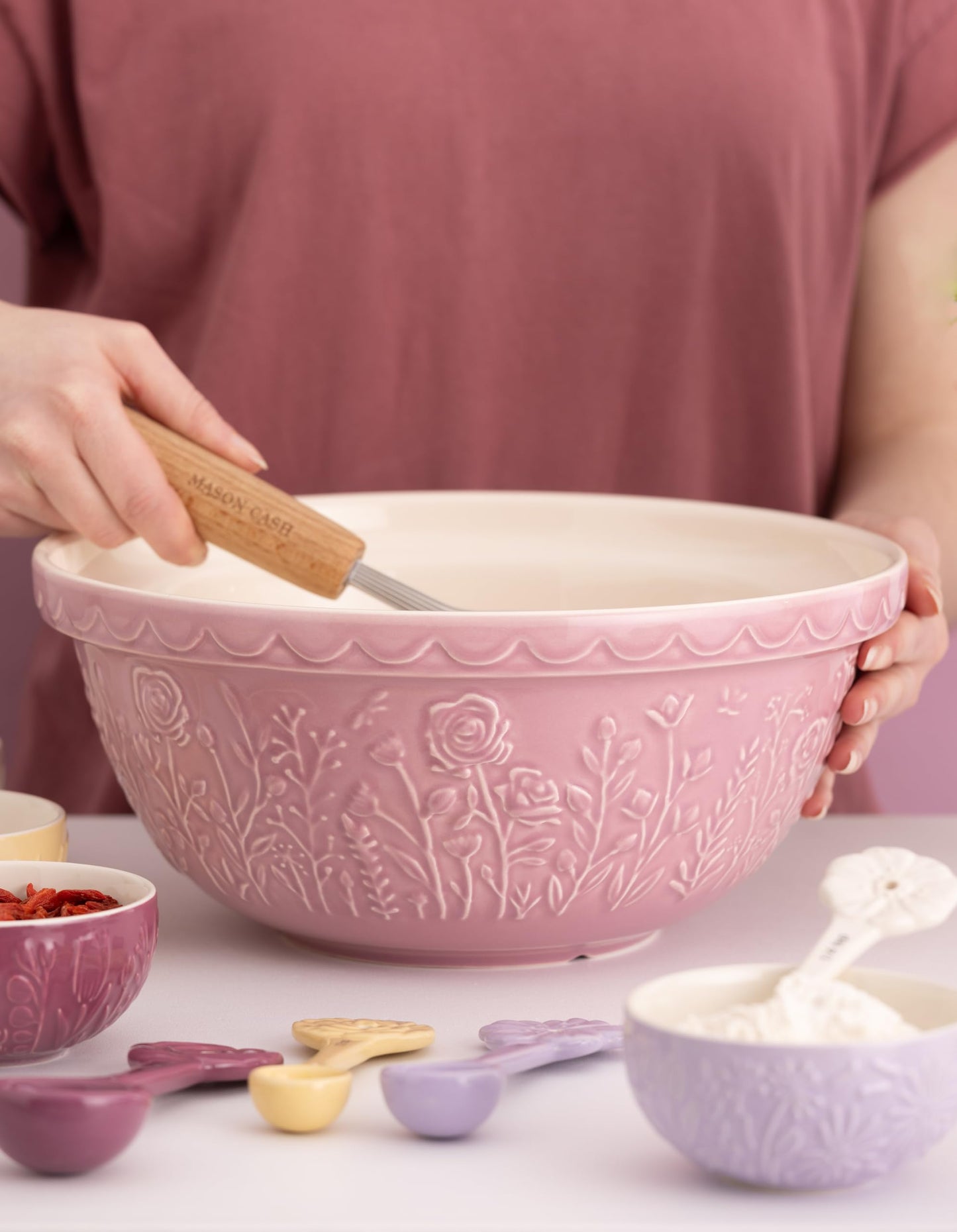 Mason Cash In The Meadow S12 (4.25 Qt) Mixing Bowl | Rose (Pink)