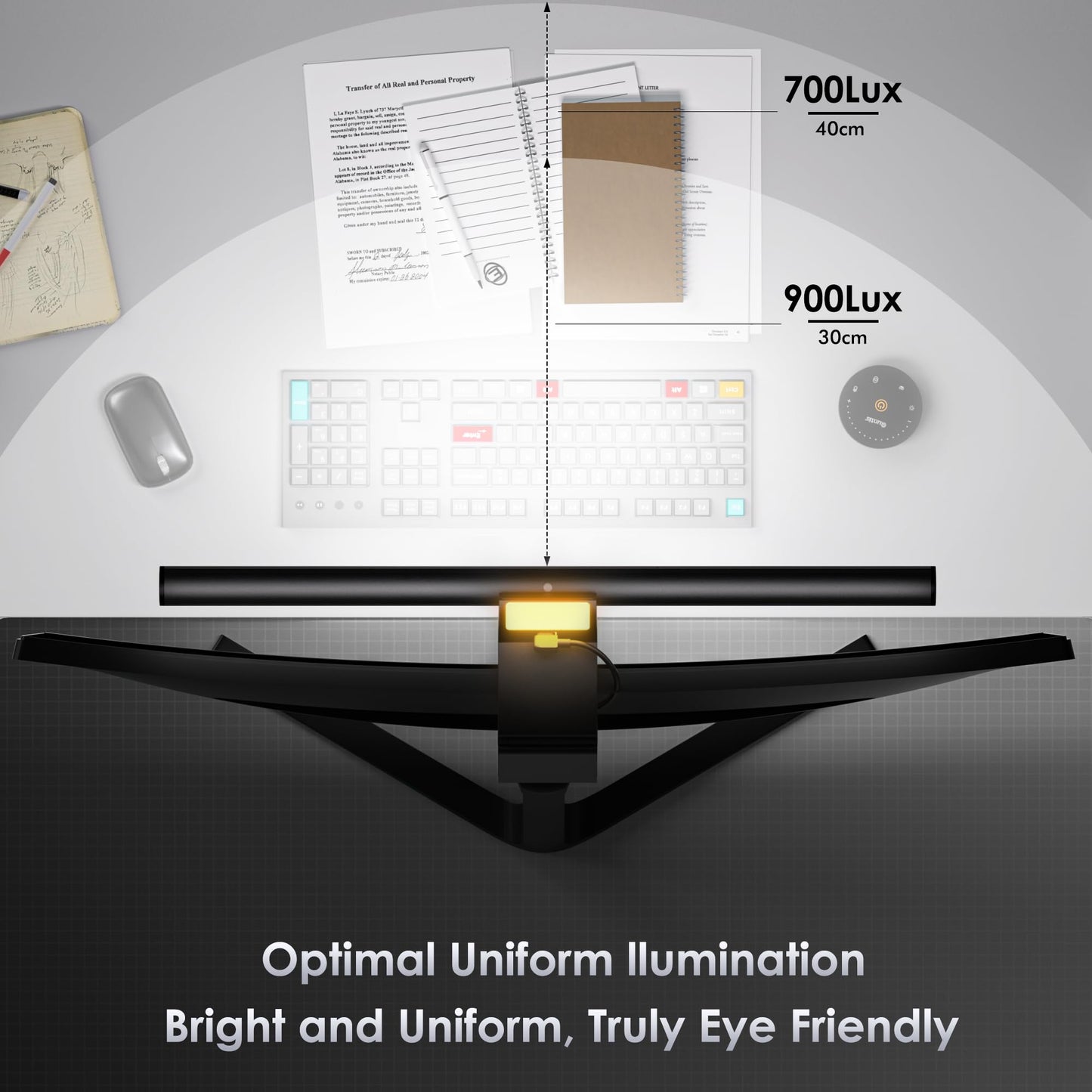 Quntis Monitor Light Bar with Remote, 16.7'' Eye Care No Glare Computer Light Bar with Backlight, Auto-Dimming & Timer, Stepless Dimming Monitor Lamp for Desk Gaming Home Office Curved Monitors