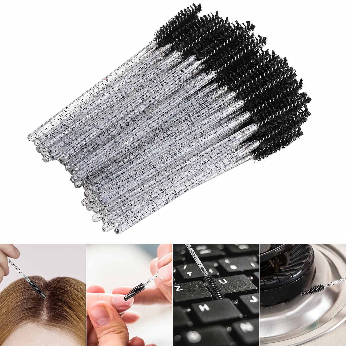 Tbestmax 2000 Disposable Mascara Wands Eyelash Brush Spoolies for Eyebrow Eye Lash Extension Black