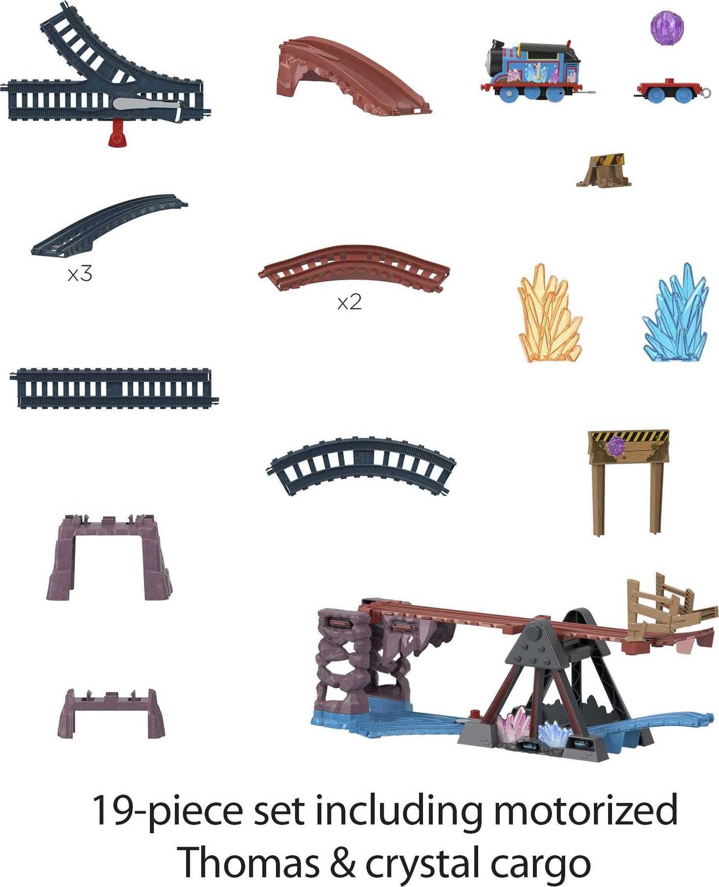 Thomas & Friends Motorized Toy Train Set Crystal Caves Adventure with Thomas, Tipping Bridge & 8 Ft of Track for Kids Ages 3+ Years