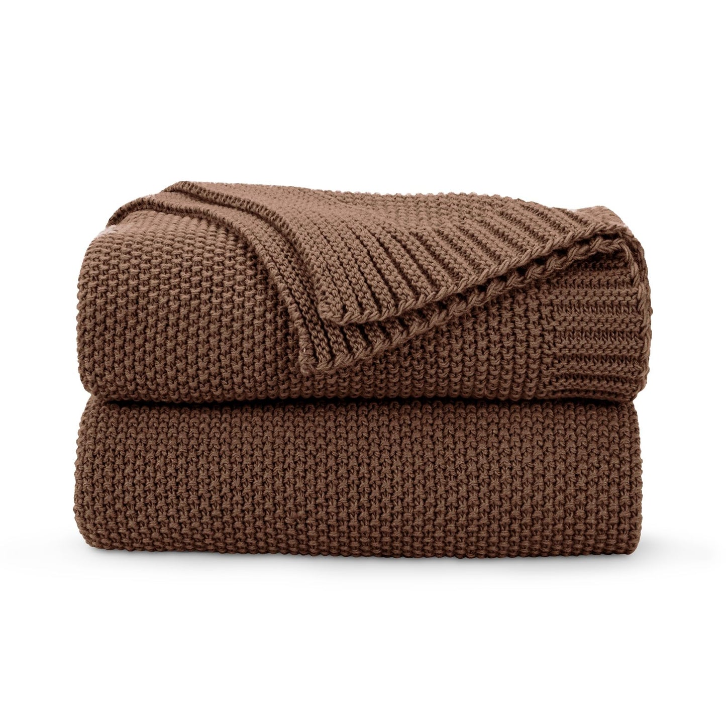 CozeCube Brown Throw Blanket for Couch, Soft Cozy Cable Knit Throw for Bed Sofa Living Room, Lightweight Warm Decorative Farmhouse Christmas Blanket, 60"x80", Dark Brown