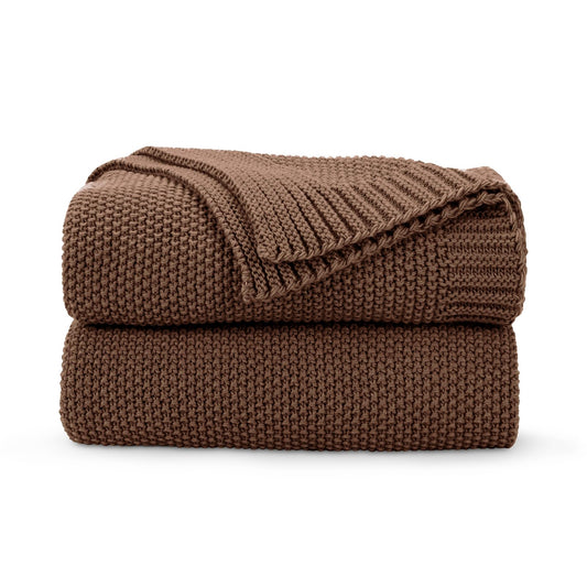 CozeCube Brown Throw Blanket for Couch, Soft Cozy Cable Knit Throw for Bed Sofa Living Room, Lightweight Warm Decorative Farmhouse Christmas Blanket, 60"x80", Dark Brown