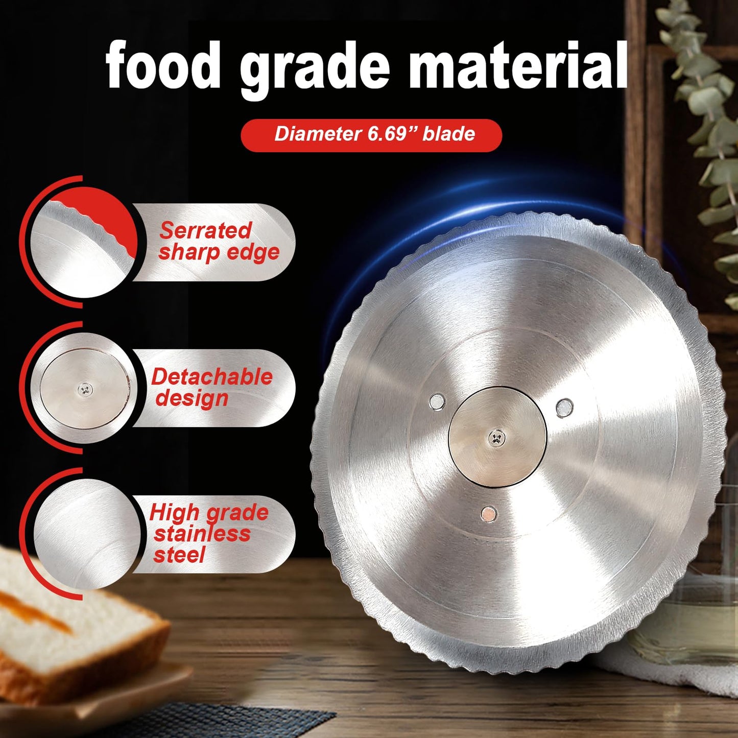 Manual Bread Slicer for Homemade Sourdough Bread, Adjustable Thickness&Evenly Slicing, Hand Crank Bread Slicer with Scale Line and Suction Cup, Serrated Blade Design, Patent