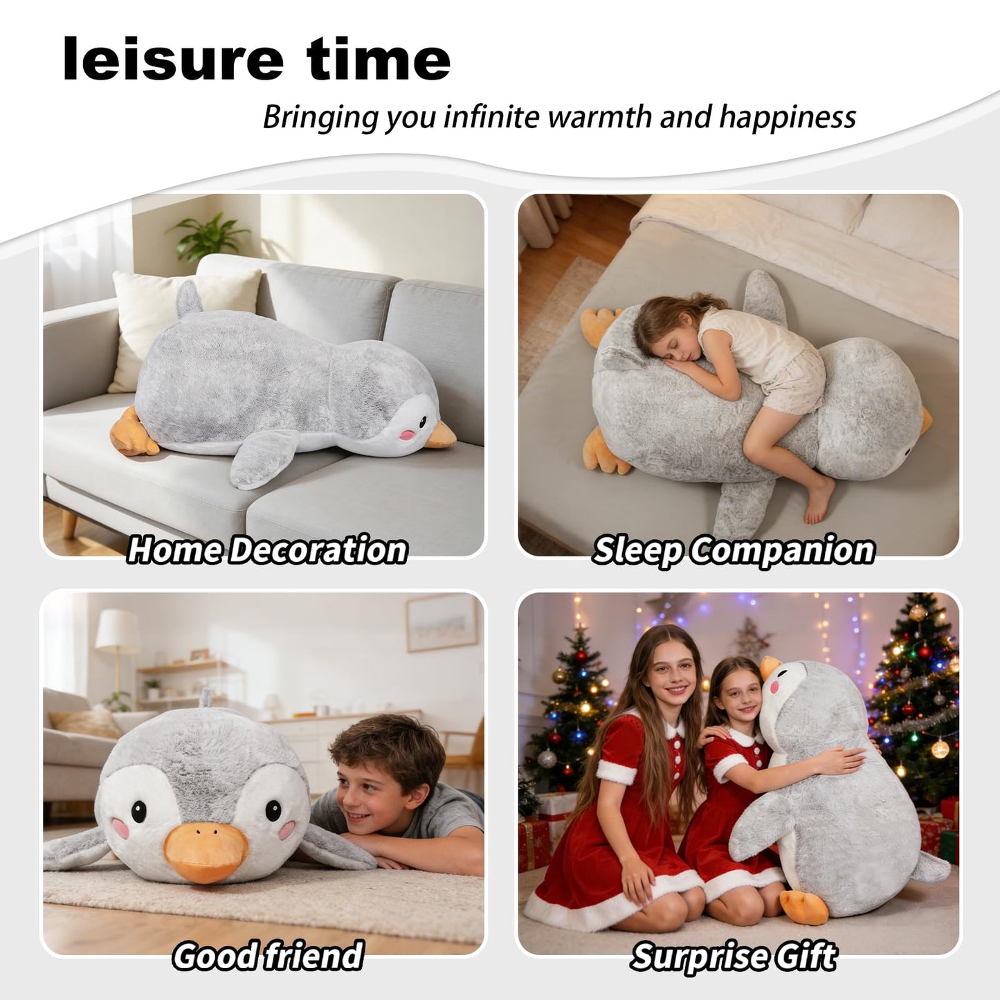ZBLX Giant Penguin Stuffed Animal, 35 inch Big Penguin Stuffed Animal, Large Cute Penguin Plush for Kids Boys Girls Birthday Gifts (Penguin)