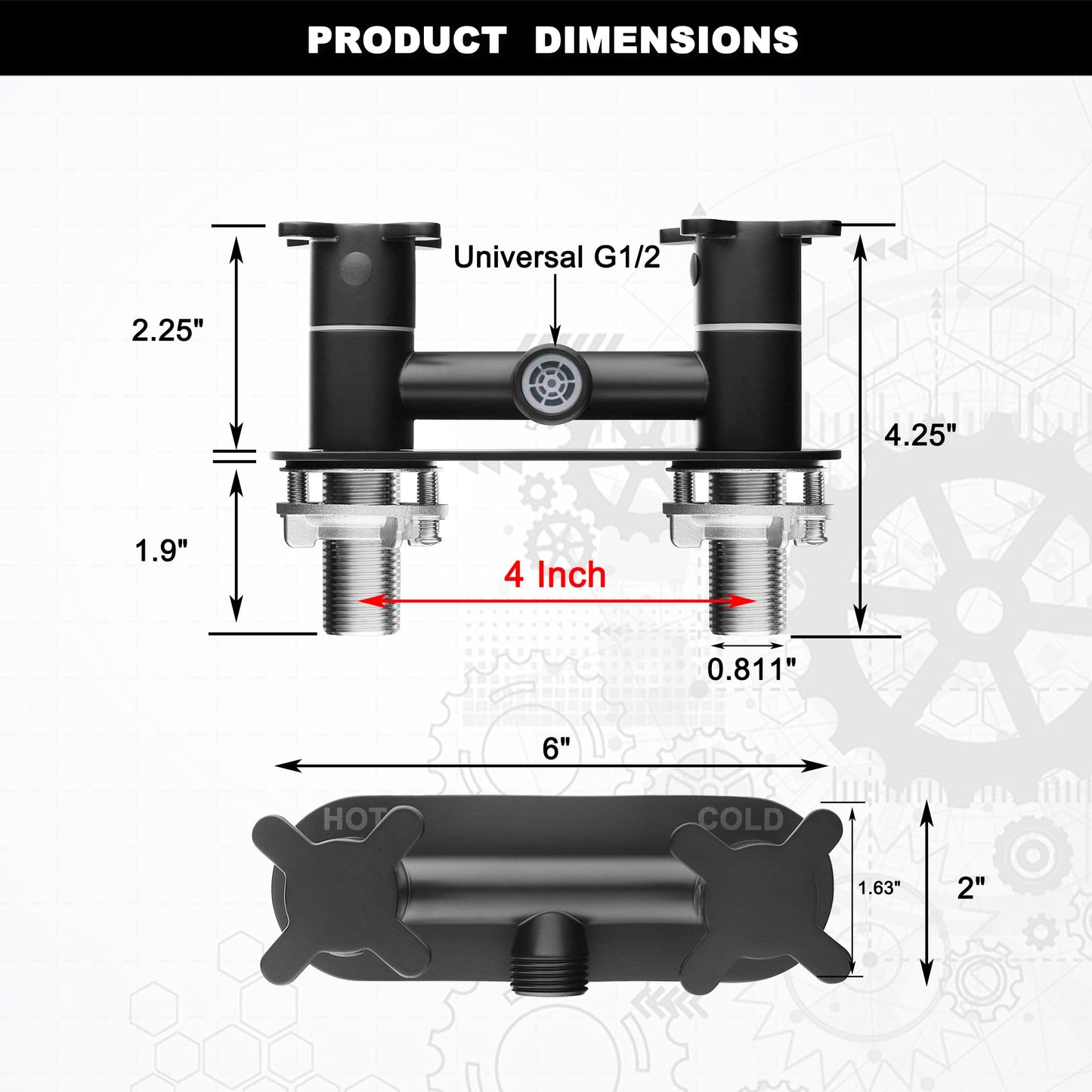 Senhozi All Metal RV Shower Faucet Matte Black, Stainless Steel Camper Replacement, 4 Inch for Indoor and Outdoor Shower