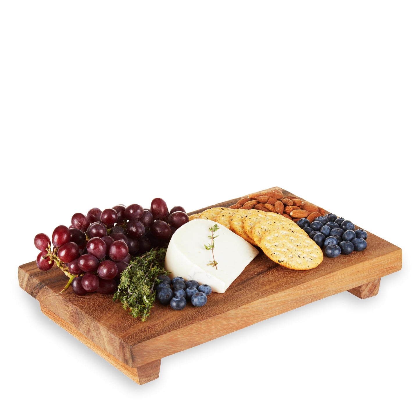 Twine Footed Wood Serving Board Decorative Tray Decor, Kitchen Table Decor or Kitchen Counter Decor, Acacia Wood Riser 13in by 8in Set of 1