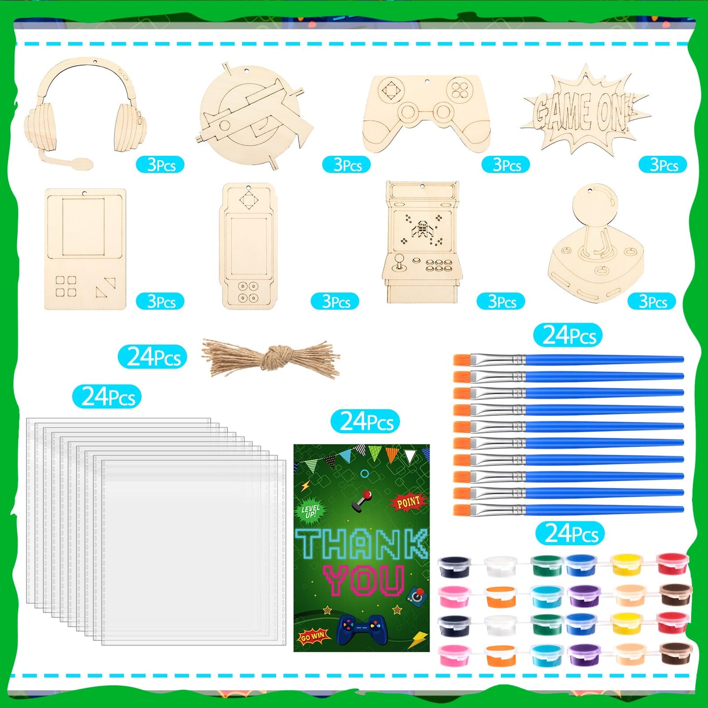 Saypacck 24 Pcs Art Painting Party Favors Wooden Painting Craft Kits Birthday Party Supplies with Organza Bag for Goodie Bags Fillers Adult Thank You Gifts