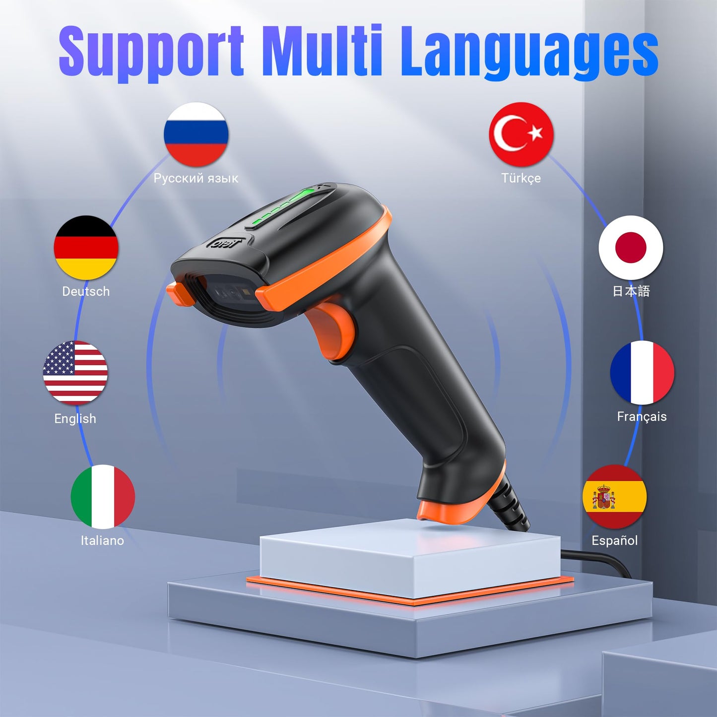 Tera Upgraded USB 1D 2D QR Barcode Scanner Wired, Officially Certified Dustproof Shockproof Waterproof IP65 Ergonomic Handle Fast and Precise Scan for Windows Linux Plug and Play Model D5100Y