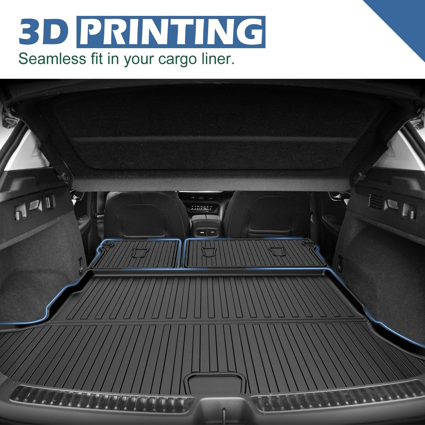 Cargo Mat & Backrest Mat Fit for Buick Envision 2021-2024 2025 2026 - Custom Fit All Weather TPE Waterproof Trunk Liner Cargo Liner Back Seat Cover Protector for Envision Accessories