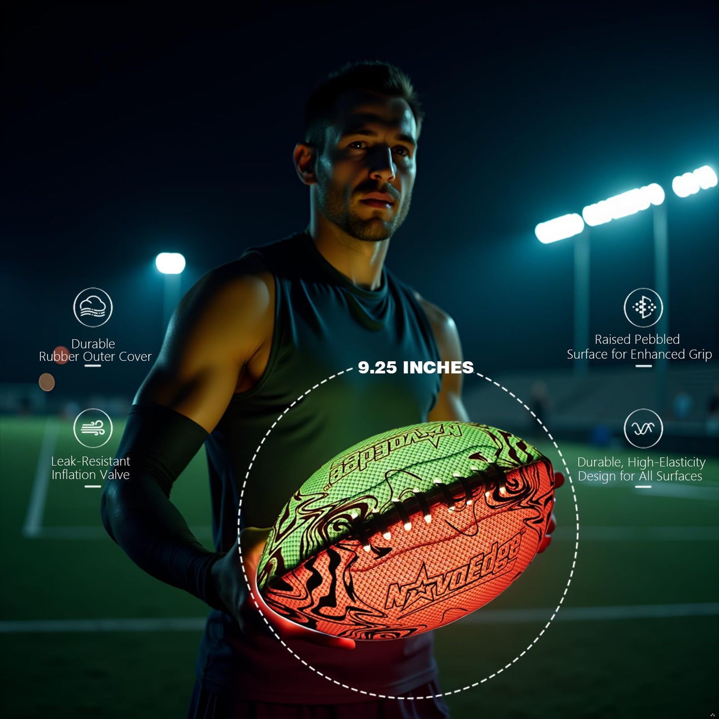 NovaEdge LED Football – Glow in The Dark Football - Strong Grip