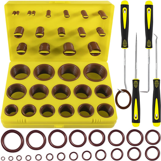 XBVV 382 PCS 30 Size SAE FKM Viton O-Ring Kit for Various Chemical, Aerospace, Cylinder, Hydraulic, Automotive Engines and Plumbing O-Ring Repair with 4-Piece Pick Set and Resist Oil and Heat