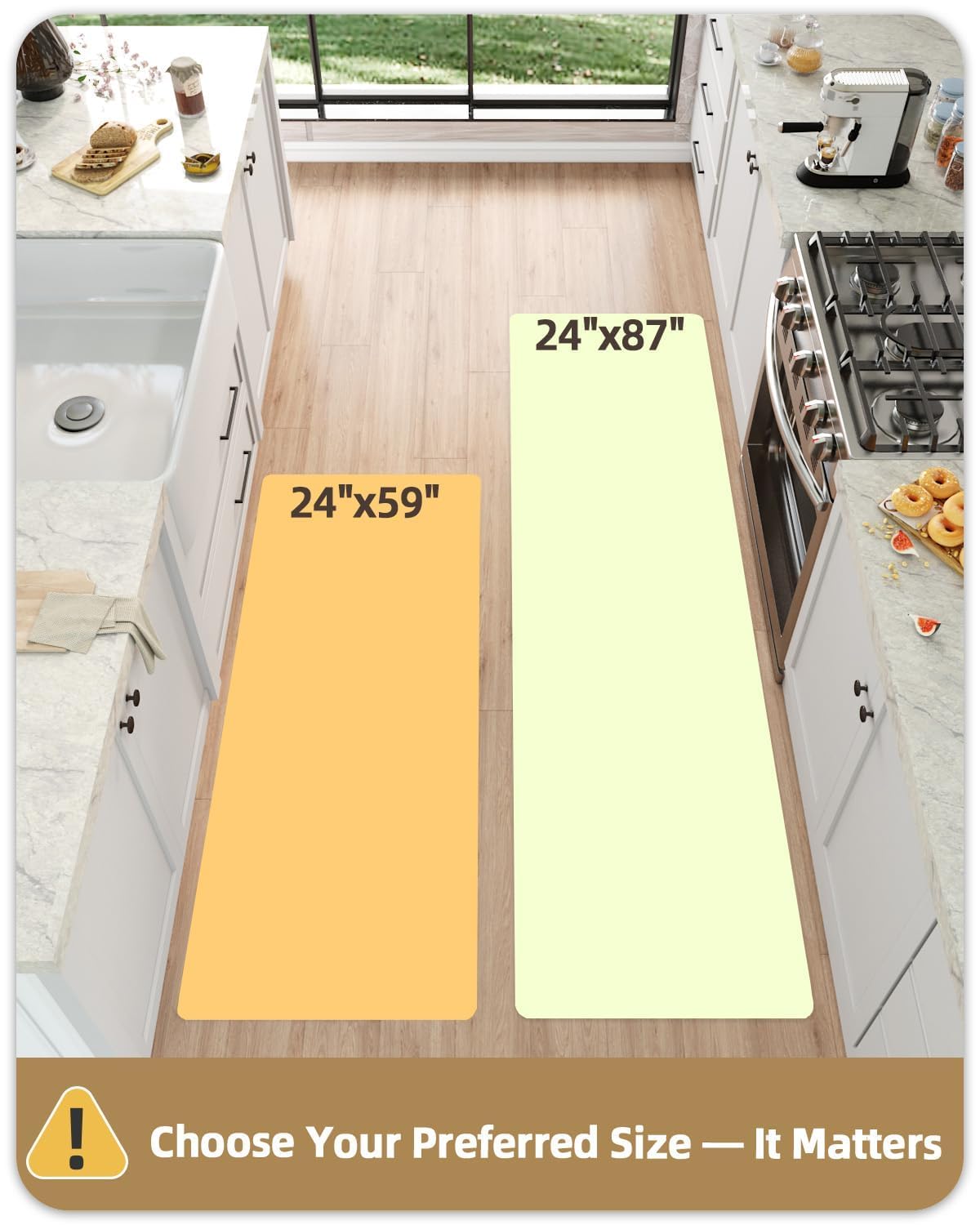 Color&Geometry Kitchen Floor Mats Anti Fatigue, Cushioned Boho Rugs,Waterproof Non Slip Kitchen Runner for Sink, Standing Mats for Office,24"x59",Oatmeal