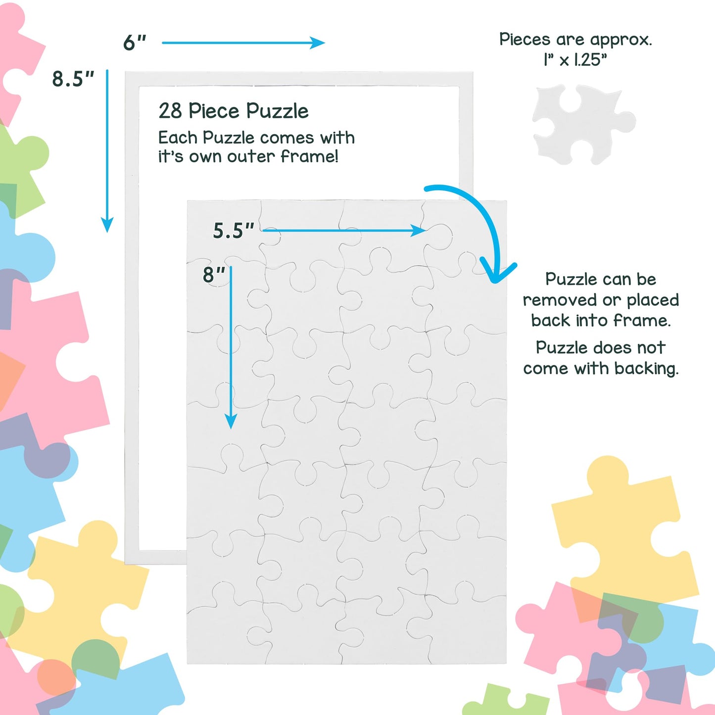 HYGLOSS 96223 28-Piece Rectangle Blank Jigsaw 24 Puzzles, 5.5-Inch by 8-Inch