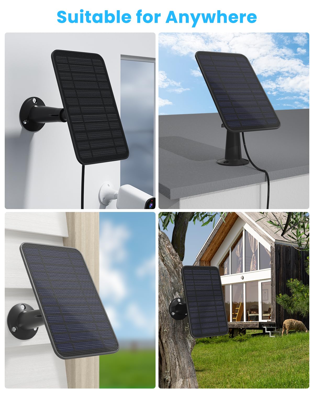 5W Solar Panel Compatible with Blink Outdoor 4(4th Gen)/Blink Outdoor(3rd Gen) XT3 & Blink XT2/XT Camera, Blink Solar Panel Charger with 13.1ft Cable Rubber Plug, IP65 Waterproof, Secure Mount, 3 Pack