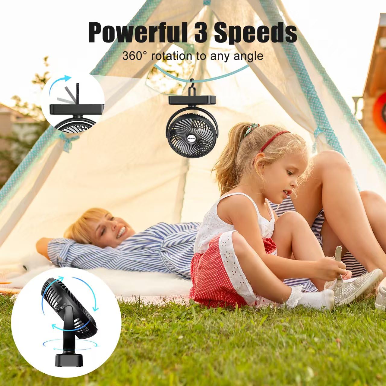 AMACOOL 10000mAh Magnetic Cruise Golf Cart Fan, Camping Fans with Hook, Ultra-Compact Travel Fan for Sleeping, Work Light Tool Gifts for Men Dad BBQ Grill, Travel Camping Cruise Essentials 2026