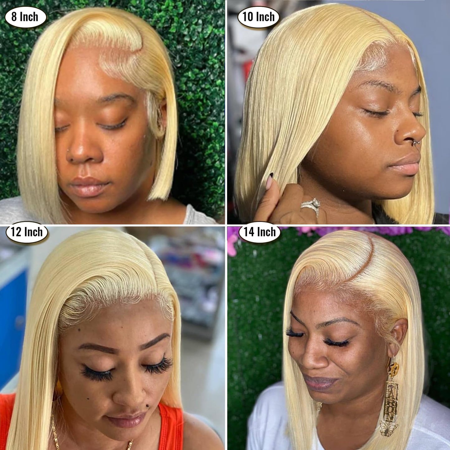 613 Blonde HD Bob Lace Front Wigs - Human Hair, 12 Inch Pre Plucked, Glueless