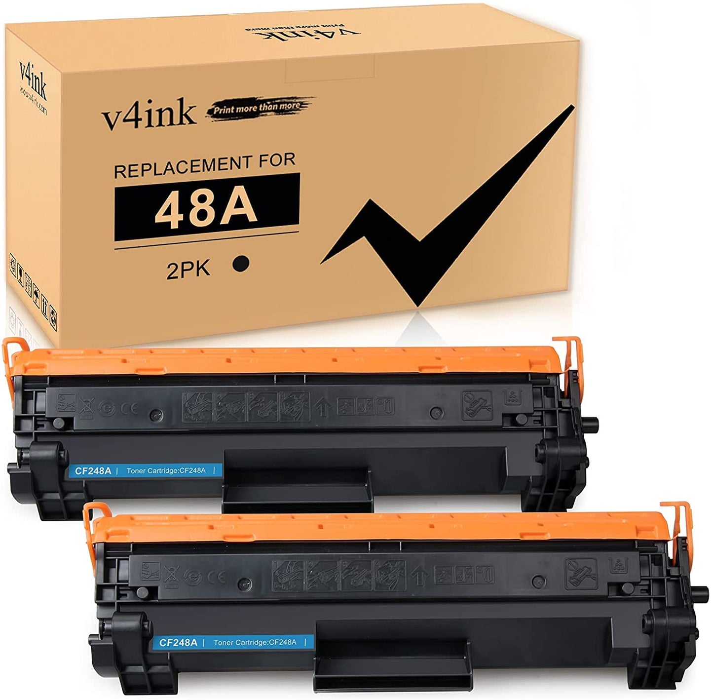 v4ink 2PK CF248A Toner Cartridge Black Compatible Replacement for HP 48A Toner Cartridge Black Ink for HP Laserjet Pro M15 M15W M28W M29W MFP M14-M17 M28-M31 M29 W2G51A Y5S53A Toner Cartridge Printer