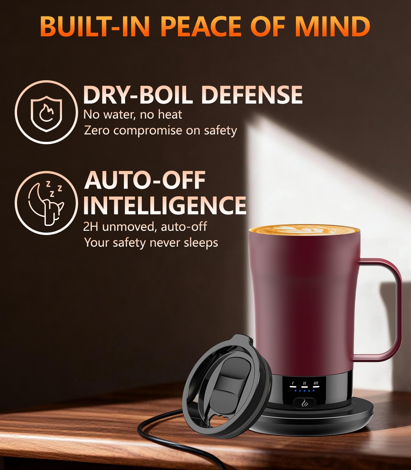Self-Heating Coffee Mug, 14oz Heated Coffee Mug - Rechargeable Temperature Control Coffee Mug Keep Coffee Hot, Smart Mug Great Gift for Coffee Lovers & Slow Sippers