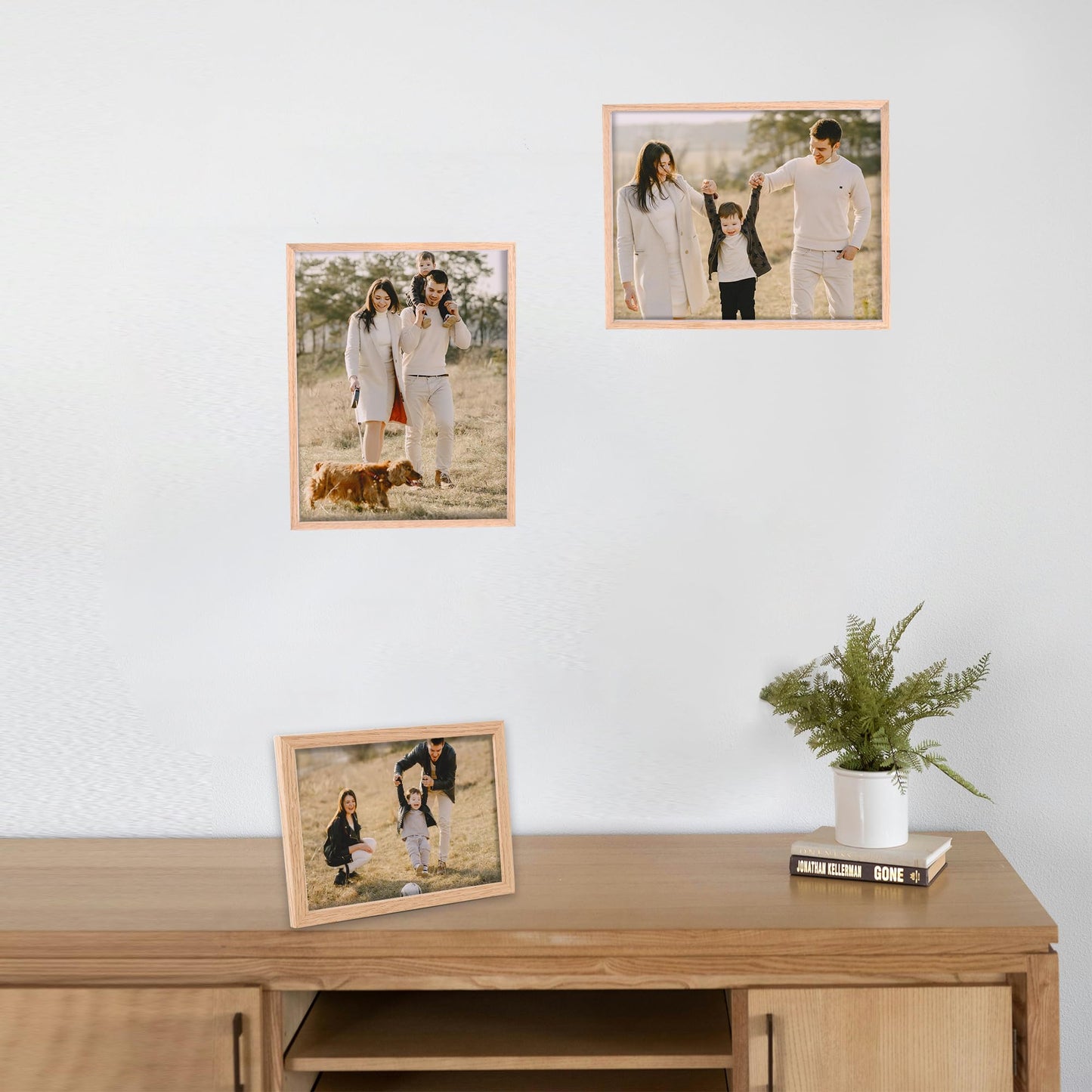 LYYYXGYP 8x10 Wood Picture Frame Set of 6 Wooden Photo Frame Natural Solid Oak Wood Grain Beige Frame with glass for Wall Hanging and Tabletop Display