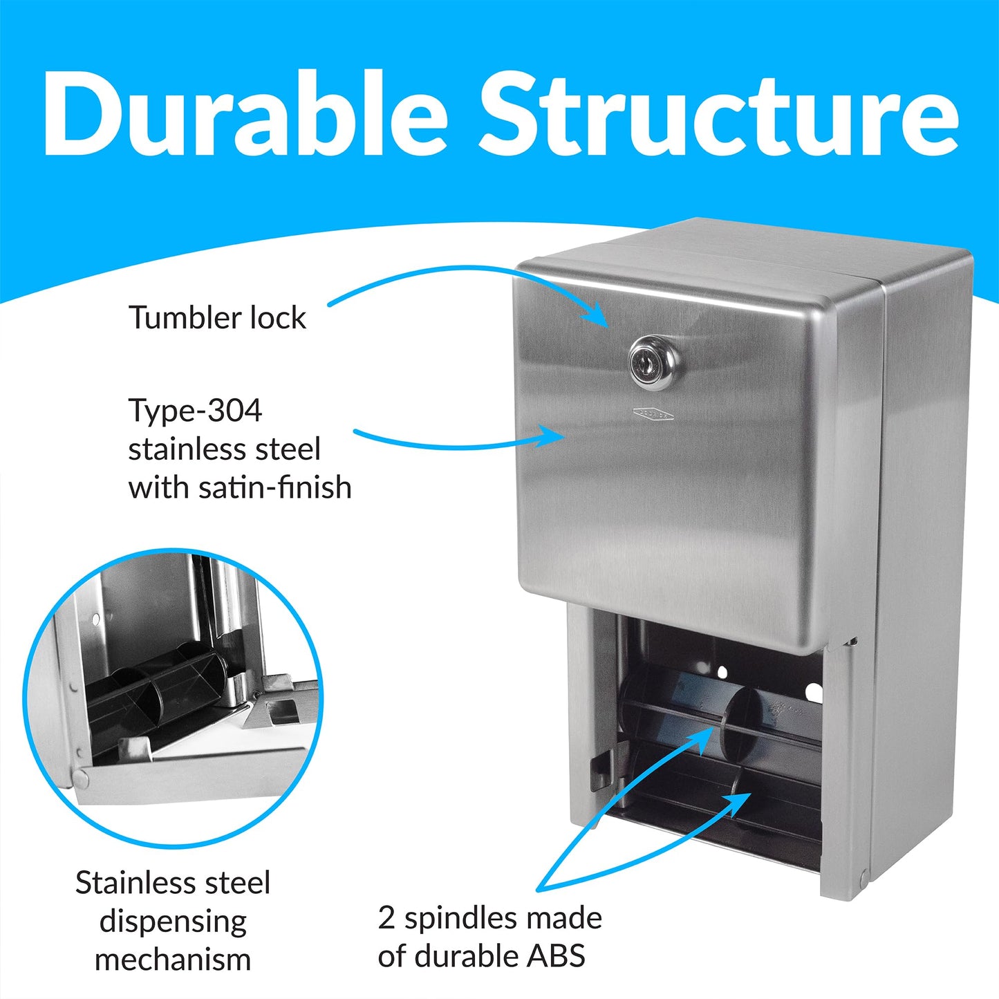 Bobrick Surface-Mounted Multi-Roll Toilet Paper Tissue Dispenser, Satin-Finish Stainless Steel (Model B-2888)