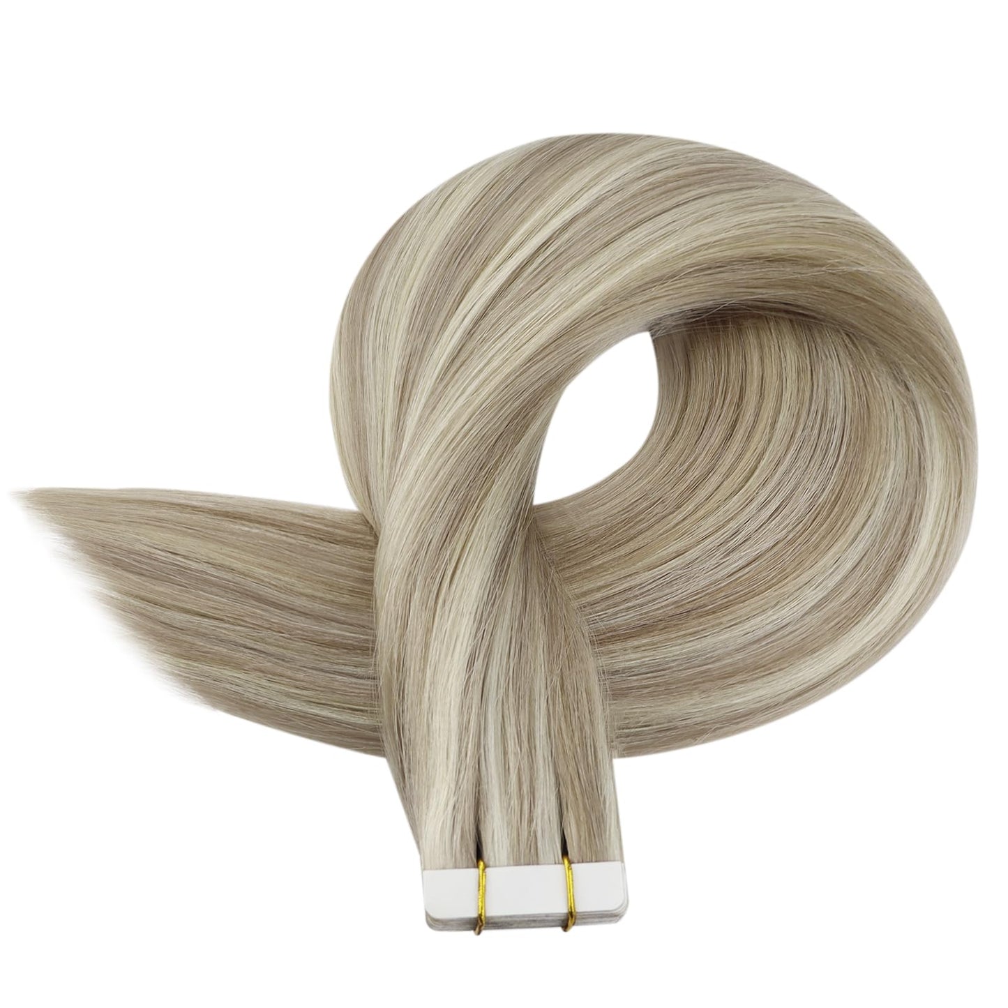 Full Shine Tape in Hair Extensions Human Hair 18 Inch Blonde Remy Human Hair Tape in Extensions Color 18/613 Ash Blonde Highlight with Platinum Blonde Invisible Hair Extensions Tape in 20Pcs 50Grams