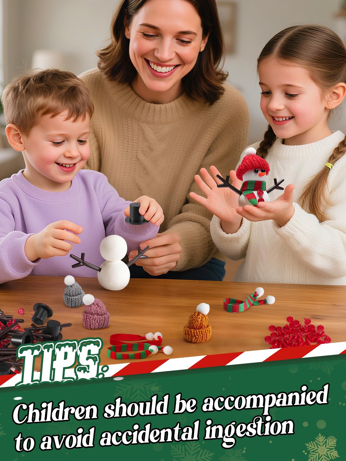 Cosweet 24 Pack Christmas Snowmen for Kids - Build a snowman kit with air dried clay, gift for parties, winter activities, leisure