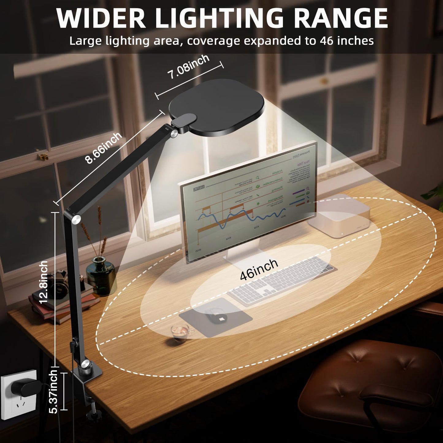 LitONES Video Conference Light for Computer, Dimmable Zoom Lighting for Home Office, Video Calls, Meeting, Laptop & Webcam, 15W Swing Arm Desk Lamp with C- Clamp, Remote, Memory & Timer CRI >95