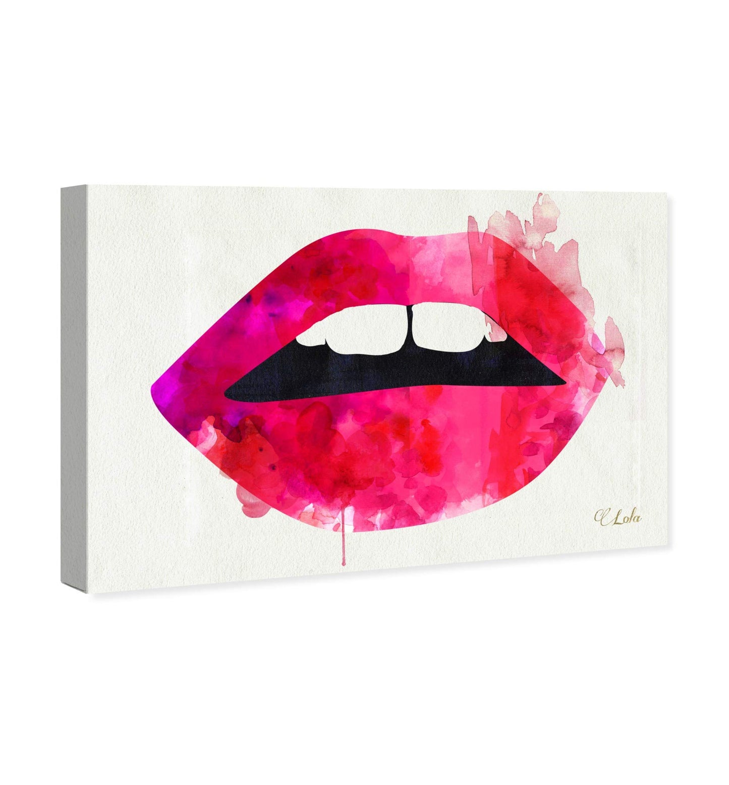 The Oliver Gal Artist Co. Fashion and Glam Wall Art Canvas Prints 'Lola's Lips' Home Décor, 30 in x 20 in, Red, Hot Pink