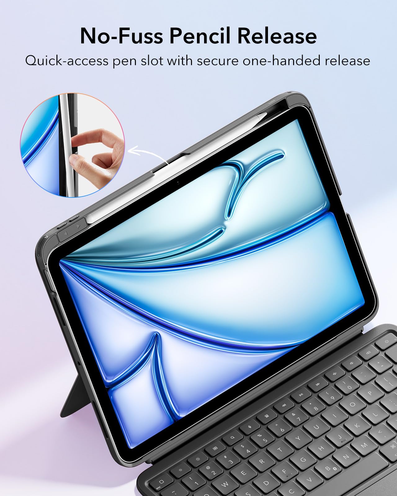 ESR iPad Air 11" (M3/M2) & 5th/4th Gen Flex Keyboard Case, Ultra-Light Magnetic Detachable Keyboard with Writing/Viewing Modes, Larger Precision Trackpad, Dark Gray