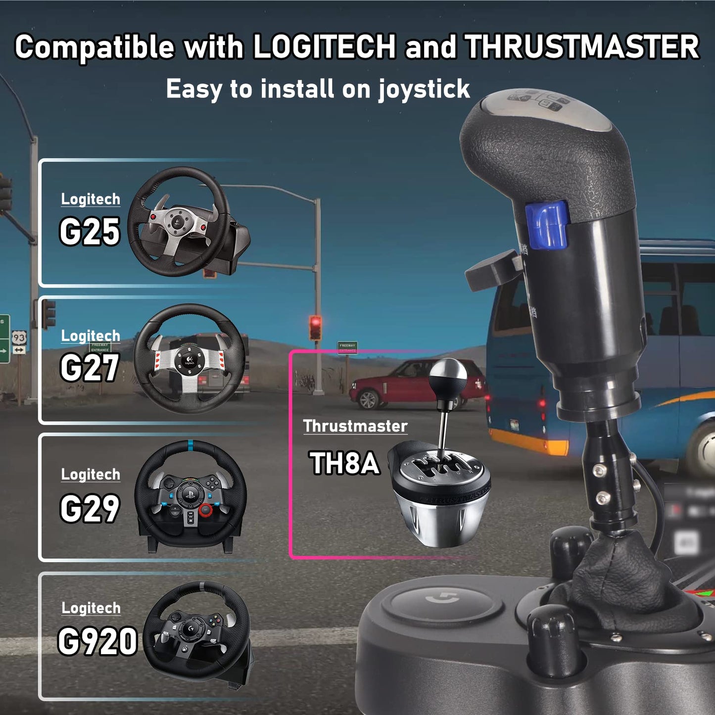 XSLOER USB Truck Simulator Shifter - Gearshifter Knob for ATS ETS2 PC Racing shifter For THRUSTMASTER TH8A and Logitech G29 G27 G25 G920 H Gearshift USB shifter Knob