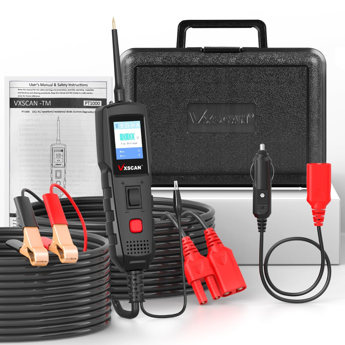 VXSCAN Automotive Power Circuit Probe Kit, Circuit Tester Breaker Finder Tool, 12/24V Short Open Breaker Circuit Finder Wire Tracer AC/DC Trailer Relay Fuse Test with 20FT Cord