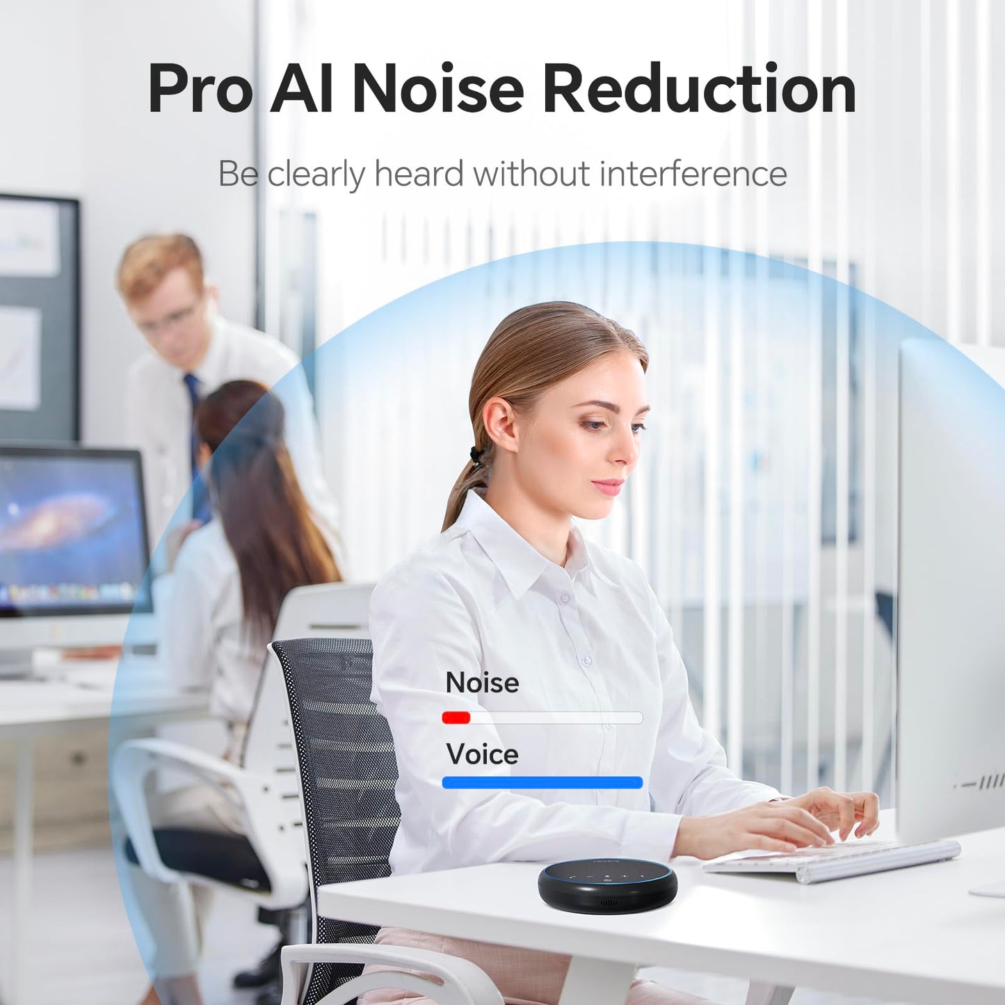 N newline Conference Speaker and Microphone, Bluetooth Speaker with Microphone, 360° Voice Pickup, AI Noise Reduction, Dual Connectivity, USB C Conference Room Microphone for Meetings, NewPie