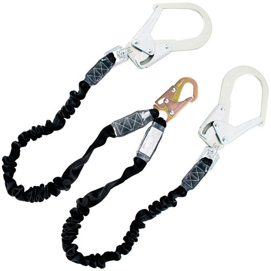 6ft Safety Harness Lanyard Double Leg Internal Shock Absorbing Safety Fall Protection Lanyard with Rope Harness Safety Lanyard Dual Rebar & Snap Hook Roofer Fall Protection Equipment（Alloy Steel）