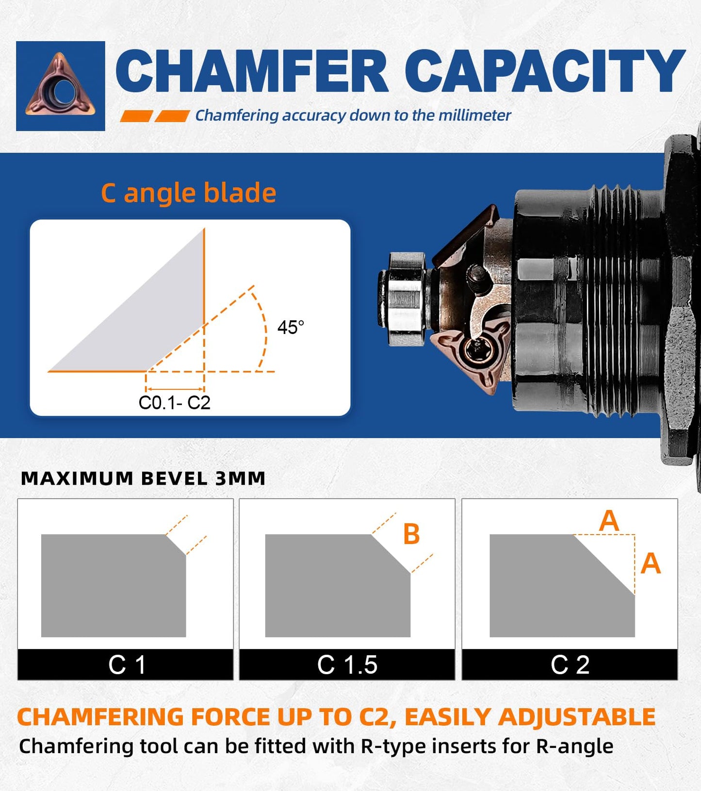 SI FANG Portable Pneumatic Chamfer Tool, for Metal Chamfering Deburring Trimming Beveling, Ultra Light Handheld Mini Air Beveler, with Carbide Blade Inserts and Bearing