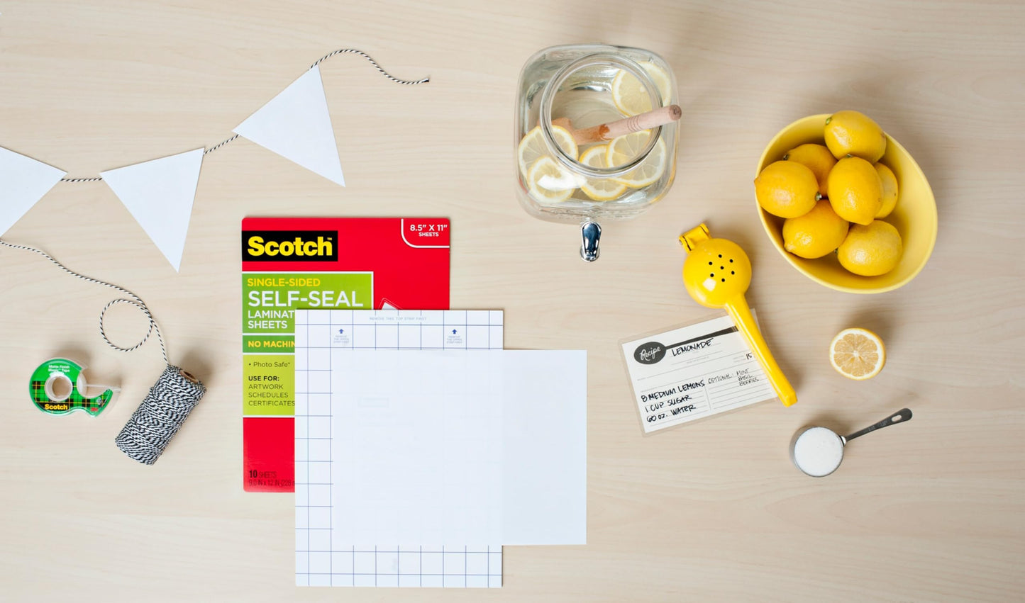 Scotch Self-Seal Laminating Sheets, Letter Size 9 in x 12 in, Single Sided, Pack of 50