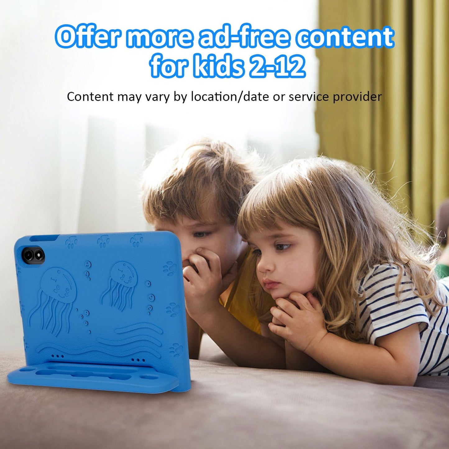 WXUNJA Kids Tablet, Android 14 Tablet for Kids 10.1 inch, 2024 Toddler Tablet Octa-Core 64GB 1TB Expandable,Children's Tablet with Case, Support Parental Control/Dual Camera/Dual Band WiFi - Blue