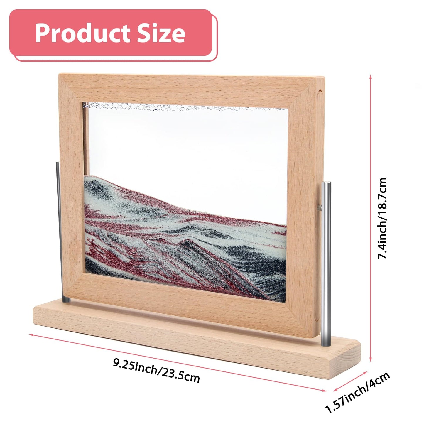 Coitak Moving Sand Art Picture, Dynamic Sand Picture, Desktop Moving Sand Art for Home Decor and Office (Rose Gold)