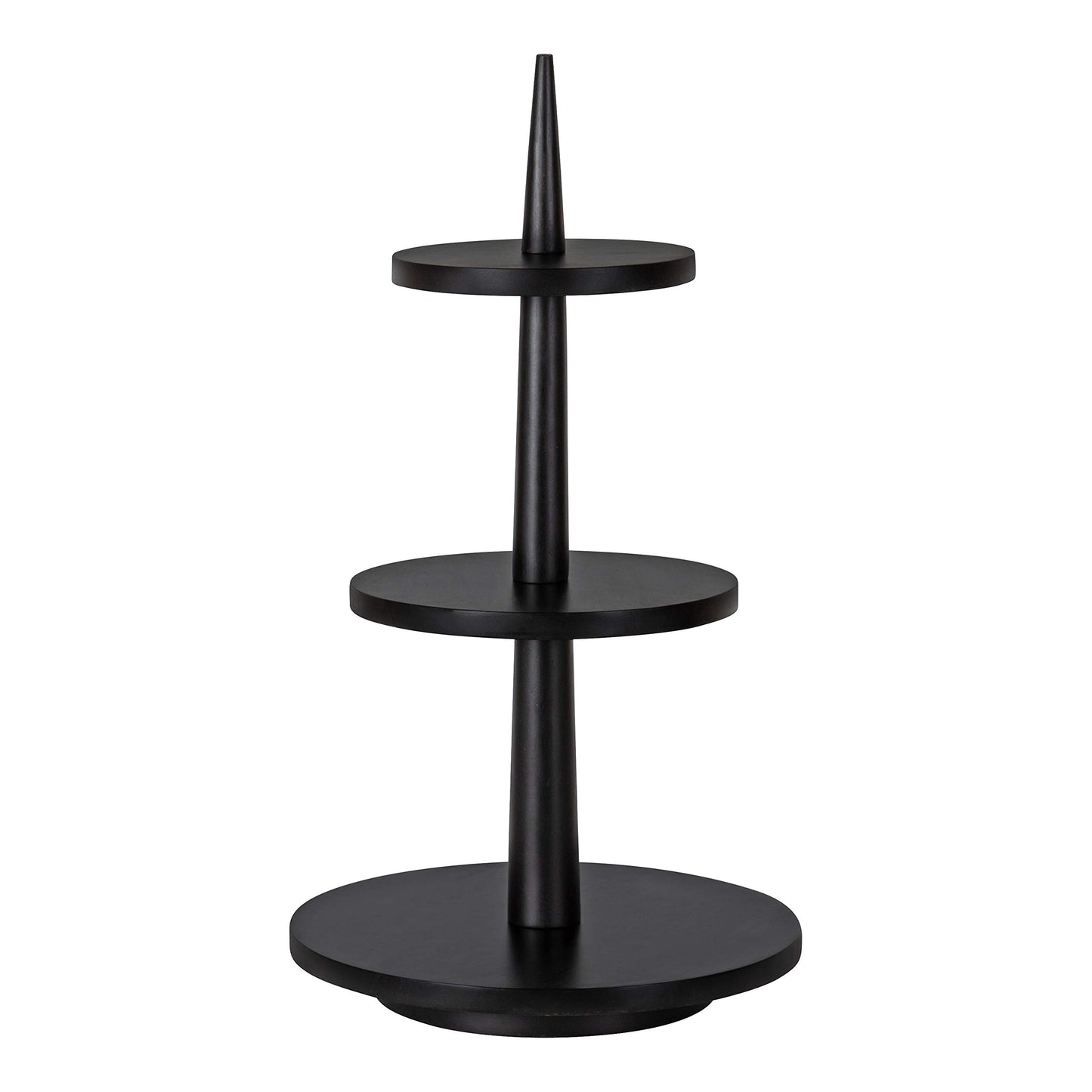 Kate and Laurel Praxis Modern 3-Tiered Tray, 12 x 12 x 23, Black, Decorative Farmhouse Serving Tray for Display