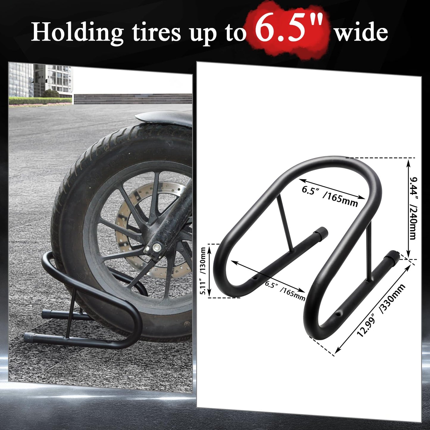 WOWTK 6.5" Removable Dirt Bike Wheel Chock w/Mount Kit,6 1/2 in. wide Motorcycle Trailer Locking Wheel Chock Tire Holder,Pack of 2