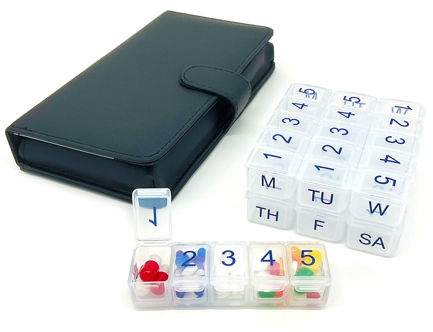 e-Pill 5 Times a Day x 7 Day Compact Weekly Pill Organizer, Vitamin and Medicine Pill Box - with Discreet Case