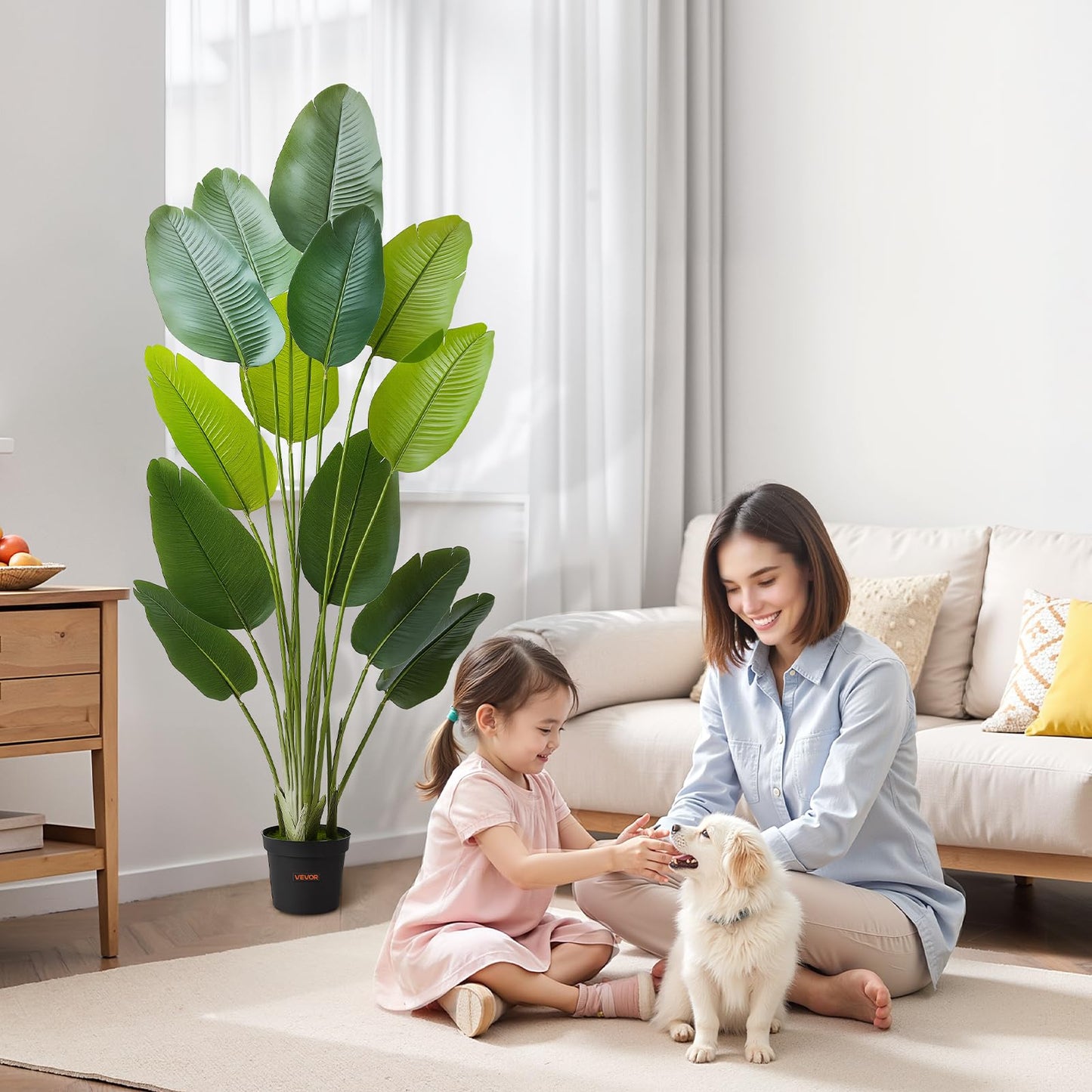 VEVOR Artificial Bird of Paradise 6 ft Tall, Fake Tropical Plants with with 13 Trunks & White Pot, Faux Floor Silk Tree, Large Trees for Home Office Living Room Decor House Warming, Indoor Outdoor