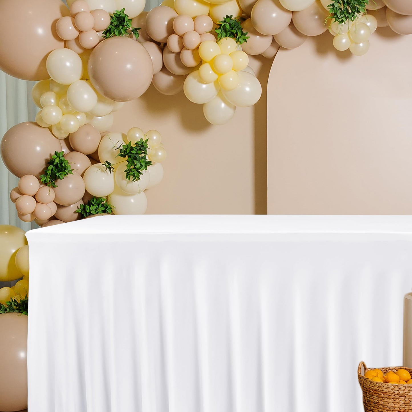 HolidayIdeas White Spandex Table Covers 6 Foot, Fitted Stretch Table Skirts 30x72 Inch, Wrinkle-Free Floor Length Polyester Tablecloths for Weddings Parties Banquets Events,2 Pack