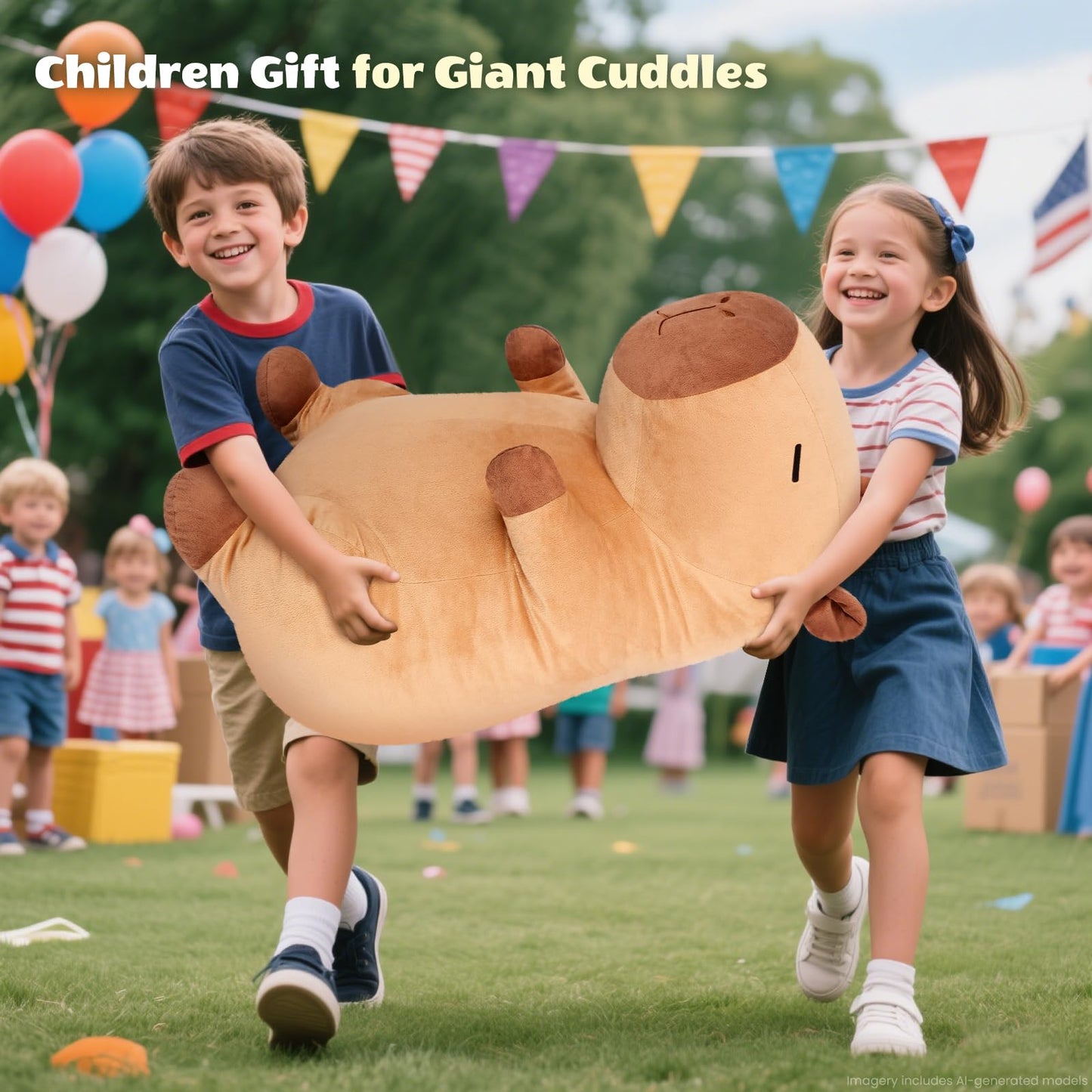 SuzziPals Giant Capybara Plush 30", Jumbo Soft Capybara Stuffed Animal, Giant Plush Toys Hugging Plush for Stress Relief & Cozy at Night, Huge Cuddly Capibara Plushie Gift for Kids Adults
