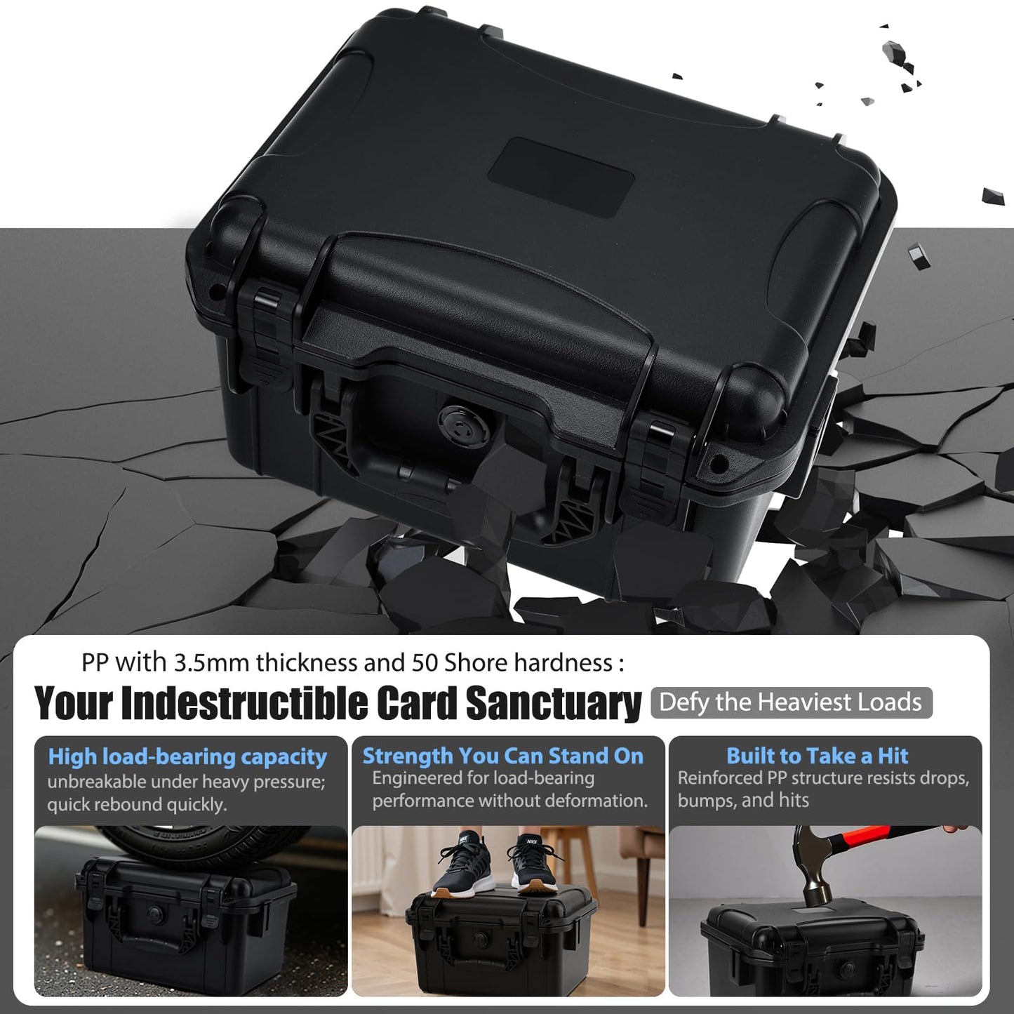 QINGUANG Graded Card Storage Box,Trading Card Case with 4 Foam Dividers,IP67 Waterproof PSA Slab Case for PSA/CSG/CGC/SGC/BGS Top Loaders Sports Cards