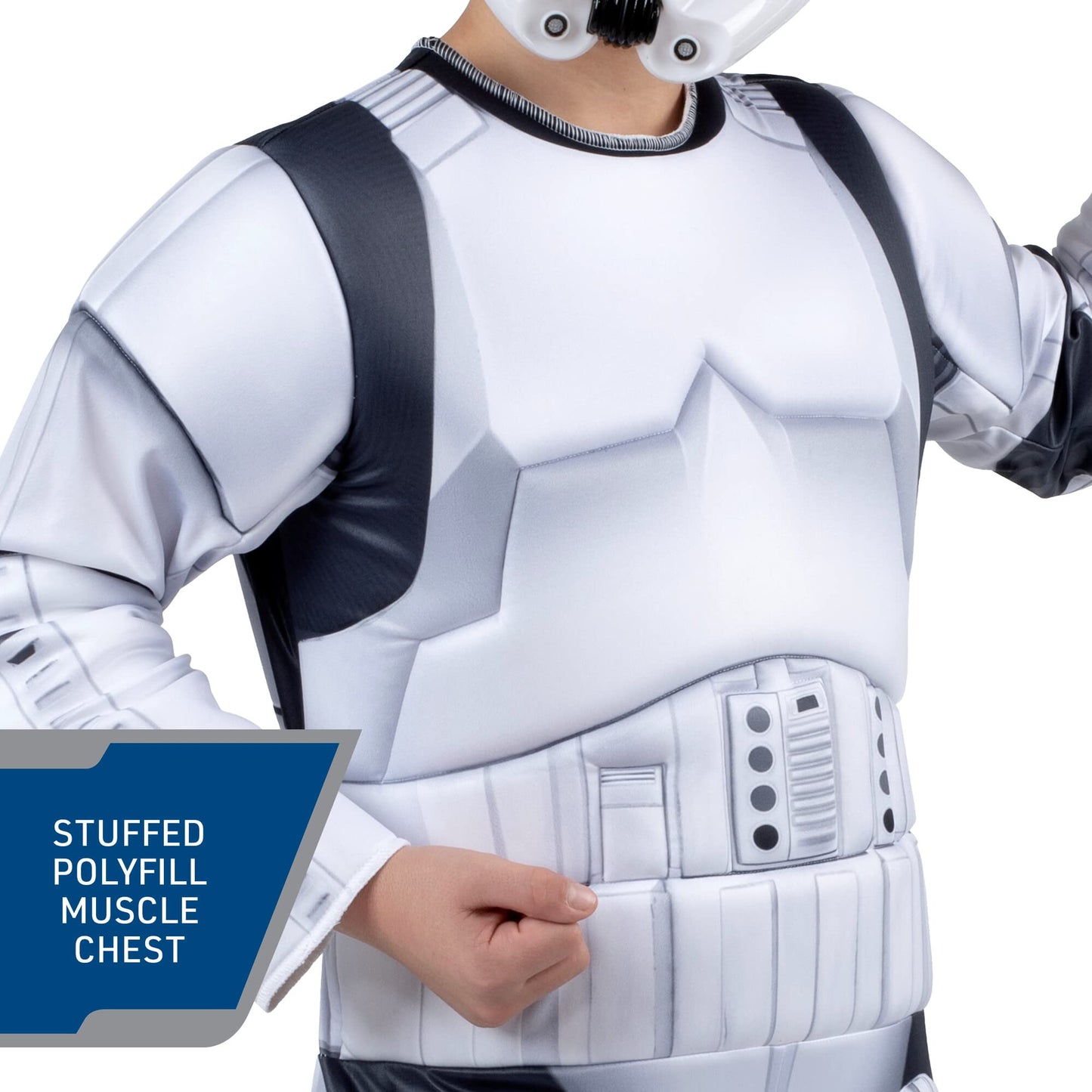 Star Wars Stormtrooper QUALUX Costume (Child) - Qualux Jumpsuit with 3D Half Mask - Size Large White