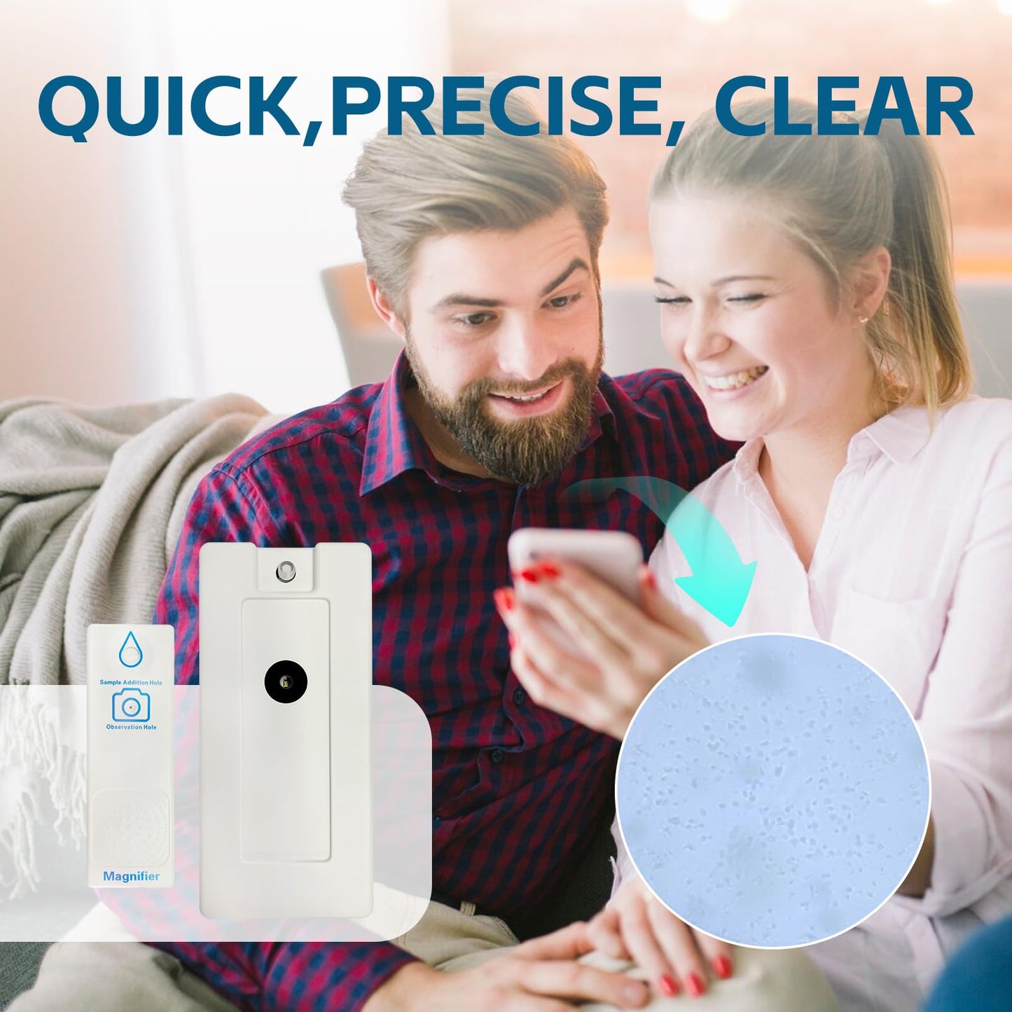 Magnifying Glass, Magnifier Rro, Private, Simple, Reusable Dase with Disposable Lens,Male Family One-Time Testing（(White)